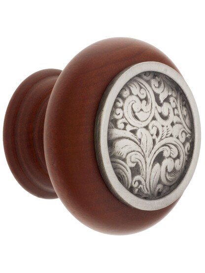 1 1/2 inch Diameter Saddleworth Knob in Cherry/Antique Pewter.